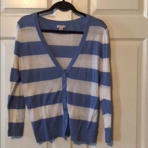 Blue white striped cardigan